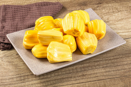 Raw ripe yellow jackfruit segment heap