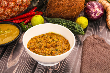 Indian vegan cuisine - Dal Tadka lentilの写真素材