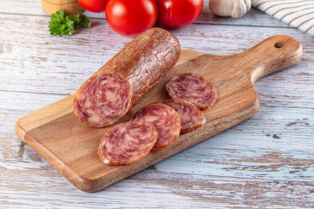 Salchichon pork cured sausages with parmesan cheese