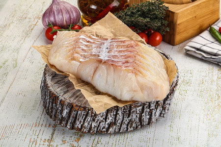 Raw Pollok fish fillet for cooking