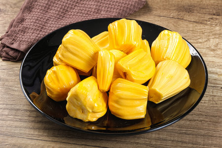 Raw ripe yellow jackfruit segment heap