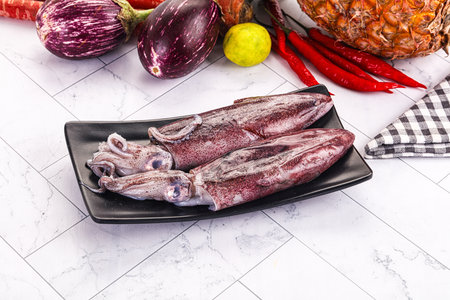 Raw fresh young squid for cooking