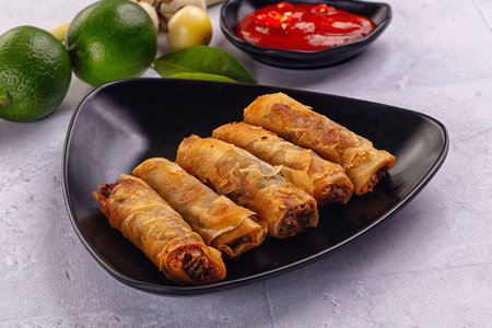 Stuffed Vietnamese Nem roll with meat and vegetables
