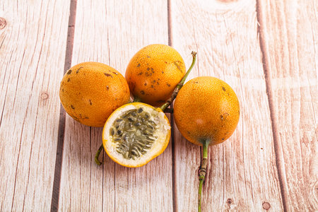 Yellow sweet juicy passion fruit cut