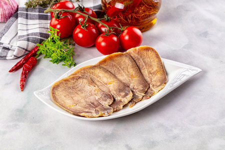 Boiled beef tomgue slices appetizer snack