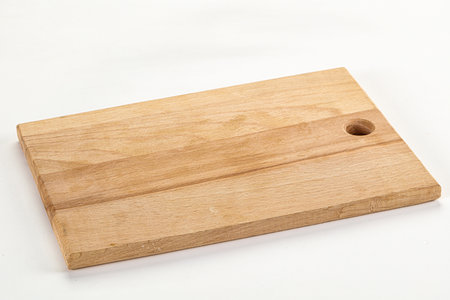 Wooden cutting board kithen equipment isolated