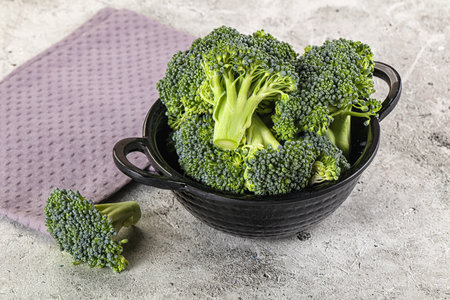 Raw green fresh broccoli cabbage in the bowl