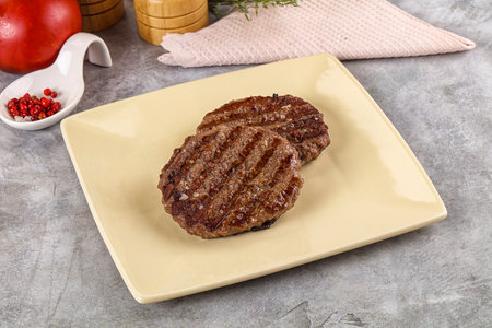 Grilled beef round burger cutlet minced meat