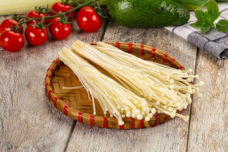 Raw fresh enoki mushroom for cooking