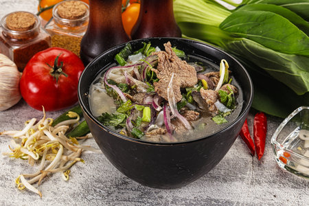 Vietnamese cuisine - Pho Bo soup with beef and noodle
