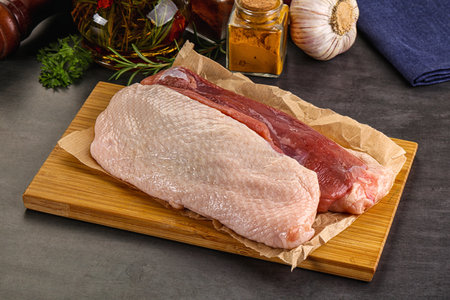 Delicious Raw duck breast for cookingの写真素材