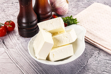 Greek traditional cuisine - Feta cheese bricks