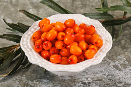Natural organic ripe sweet buckthorn berries