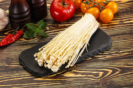 Japanese delicacy raw mushroom Shimeji over board