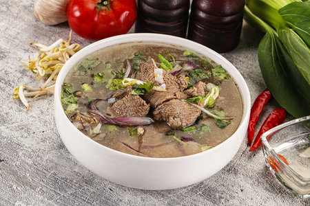 Vietnamese cuisine - Pho Bo soup with beef and noodle
