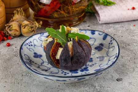 Fig with blue cheese and cedar nut