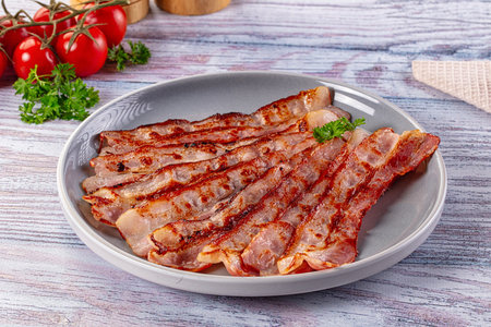 Fried fat pork bacon for breakfast