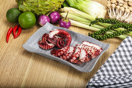 Delicious Japanese cuisine - sashimi with octopusの写真素材