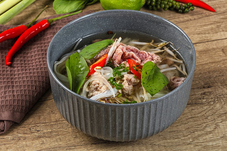 Vietnamese Pho Bo soup with beef meat