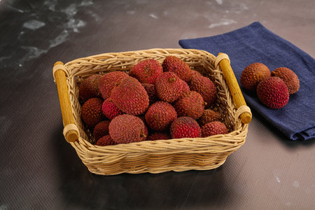 Sweet juicy tropical fruit lychee heap in the bowl