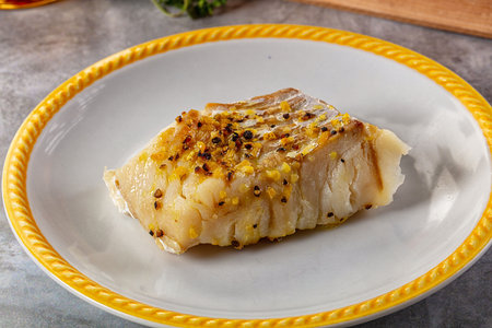 Steamed dietary cod fish fillet with spices