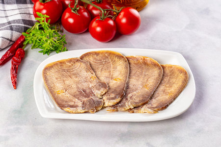 Boiled beef tomgue slices appetizer snack