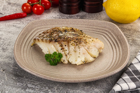 Dietary Baked code fish fillet with spices