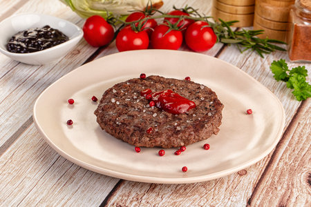 Grilled juicy beef minced meat cutlet for burger