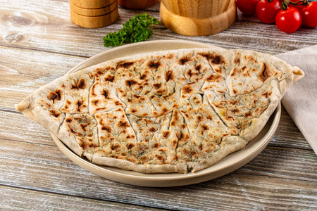 Turkish Kutab stuffed green herbs