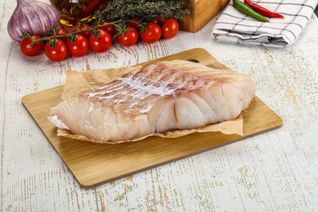Raw Pollok fish fillet for cooking