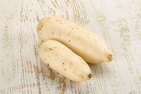 Raw white daikon raddish root for cooking