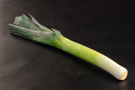 Raw ripe green leek onion for culinaryの写真素材