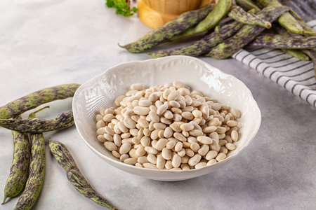 Raw dry white beans kidney heap