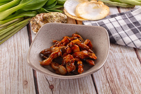 Razor shell clam with spicy sauce