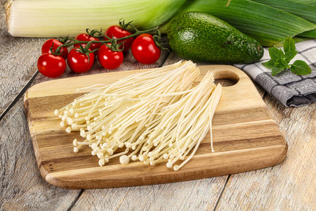 Raw fresh enoki mushroom for cooking
