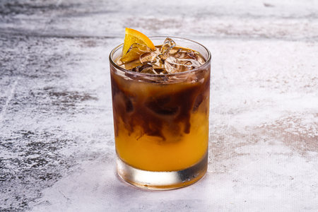 Energetic cocktail with espresso and orange juice