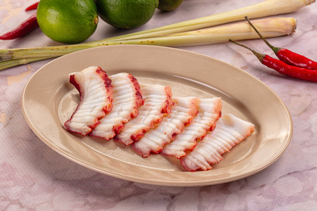 Gourmet Japanese raw octopus sashimi appetizer
