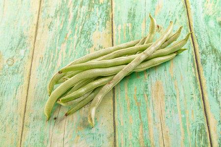 Raw green string beans heap for cooking