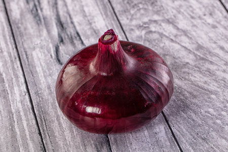 Raw ripe purple whole onion for cookingの写真素材