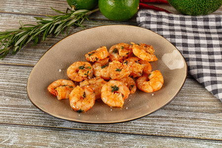 Tasty Roasted shrimps in the bowlの写真素材