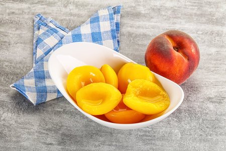 Ripe sweet and juicy peach dessertの写真素材