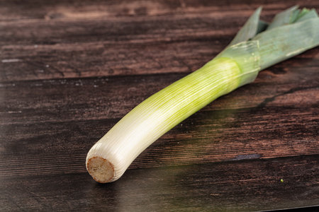 Raw ripe green leek onion for culinary