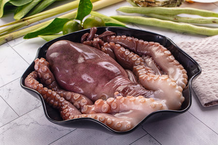 Gourmet luxury raw wild octopus for cookingの写真素材