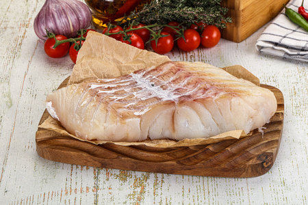 Raw Pollok fish fillet for cooking
