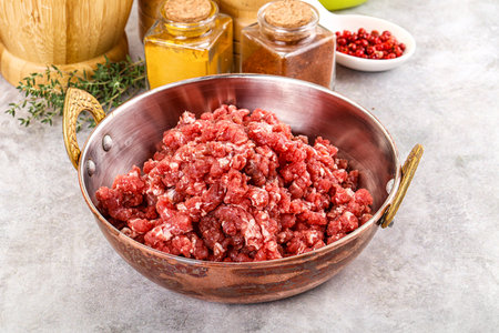 Homemade Raw beef minced meat for cooking