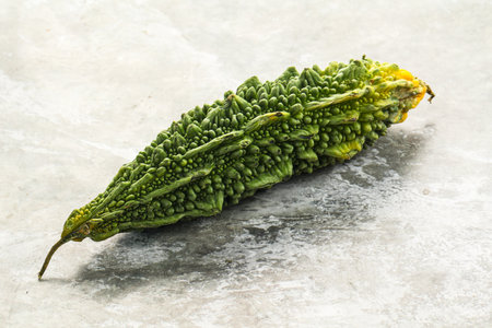 Raw green exotic tropical bitter melon vegetableの写真素材