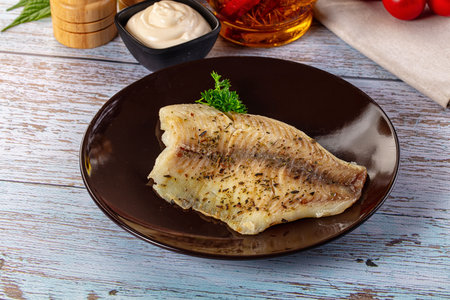 Steamed dietary tilapia fish fillet with spices