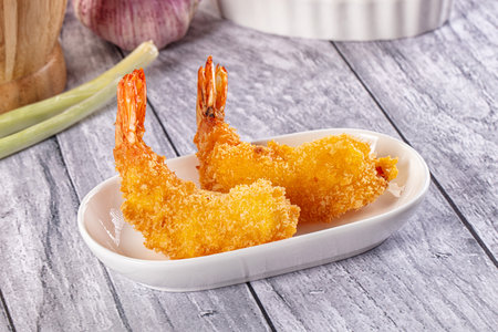 Golden crunchy breaded prawn appetizer snack