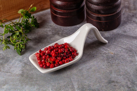 Dry pink pepper corn spice aroma seasoningの写真素材