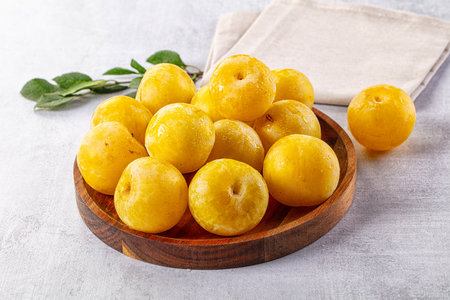 Ripe sweet fresh juicy yellow plum